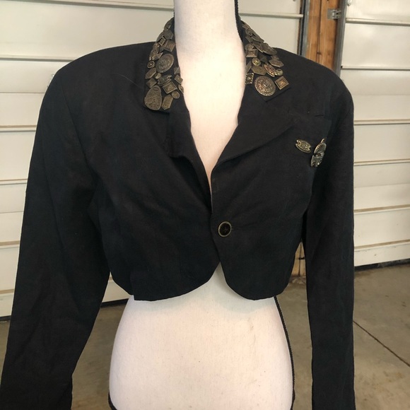Vintage cropped linen jacket - Picture 1 of 4